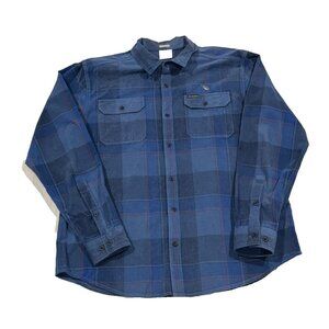Columbia Plaid Flannel Shirt Large Blue Long Sleeve Regular Fit Button Down